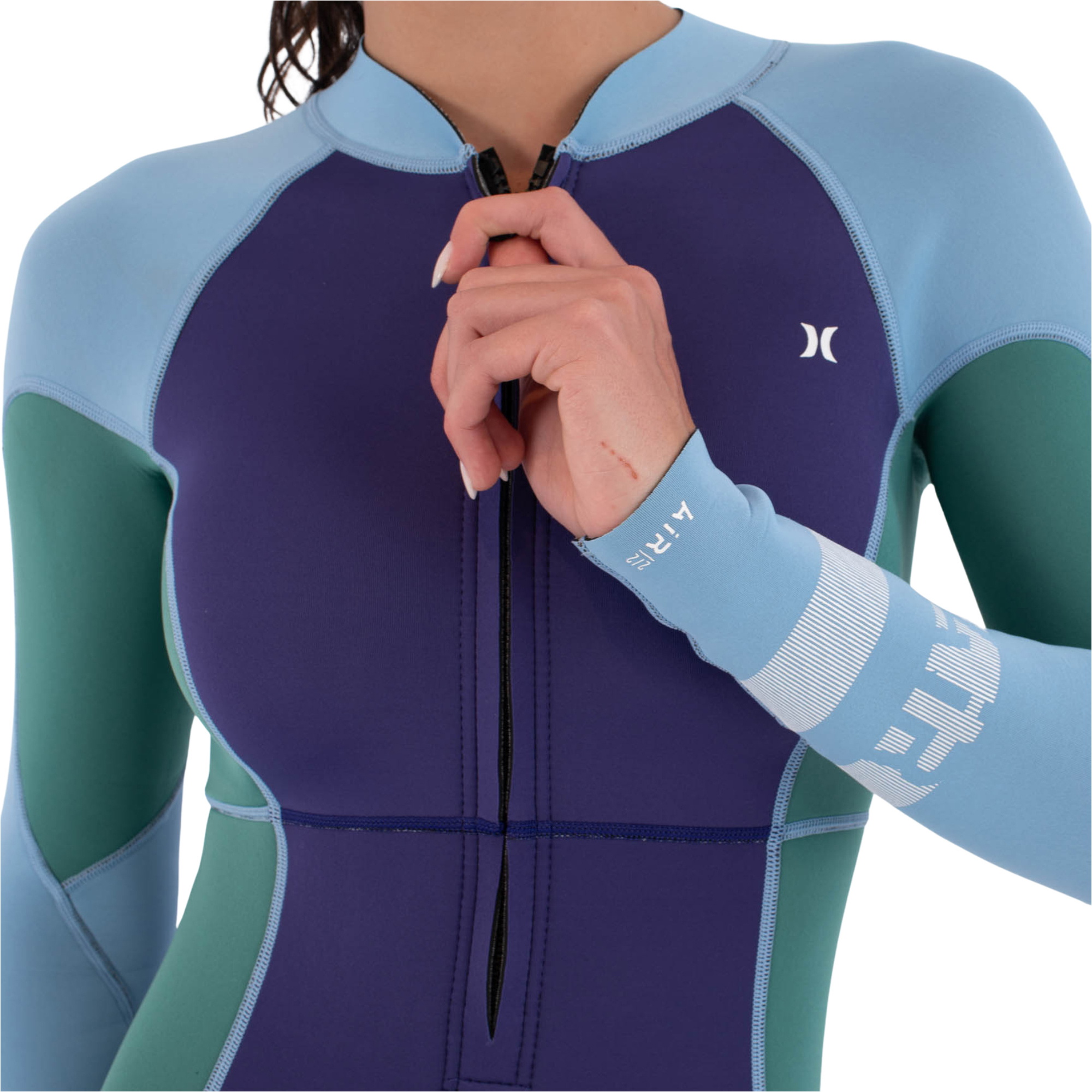 2026 Hurley Womens Air 2mm Front Zip Springsuit Wetsuit WSS0014202 - Bonnie Blue